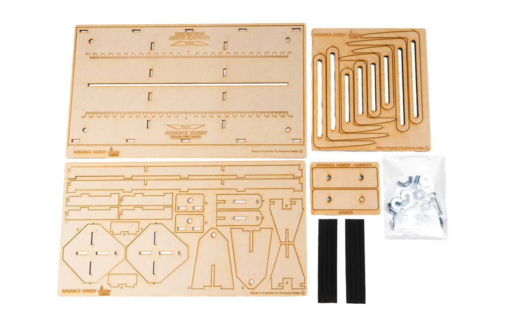 Parts included with the Advance Hobby Carrier Extension Module