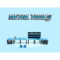 American Diorama 1/64 Metal Tools (Blue) Set A