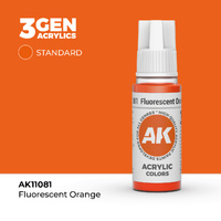 AK Interactive Fluorescent Orange Acrylic Paint 17ml 3rd Generation
