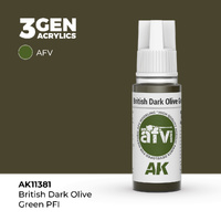AK Interactive AFV Series: British Dark Olive Green PFI Acrylic Paint 17ml 3rd Generation