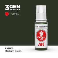 AK Interactive Figure Series: Medium Green Acrylic Paint 17ml 3rd Generation
