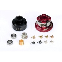Alpha 13T Clutch Bell with 4 Shoe Clutch Flywheel Combo Set (Red)