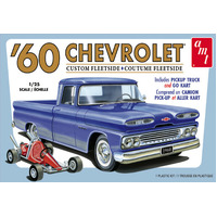 AMT 1/25 1960 Chevy Custom Fleetside Pickup w/Go Kart Plastic Model Kit