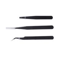 Artesania Stainless Steel Tweezer Set (Straight Curved & Flat)