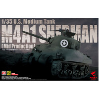 Asuka 1/35 U.S. Medium Tank M4A1 Sherman (Mid Production) Plastic Model Kit