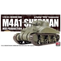 Asuka 1/35 U.S. Medium Tank M4A1 Sherman (Mid Production) w/ Initial VVSS Plastic Model Kit