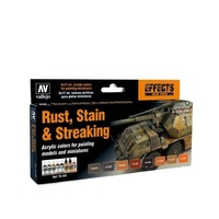 Vallejo Model Colour Rust, Stain & Streaking Acrylic Paint Set [70183]