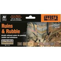 Vallejo Model Air Ruins & Rubble 8 Colour Acrylic Paint Set [71214]