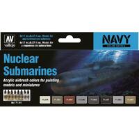 Vallejo Model Air Nuclear Submarines 8 Colour Acrylic Airbrush Paint Set [71611]