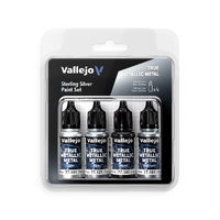 Vallejo True Metallic Metal Sterling Silver - 4 Colour Paint Set