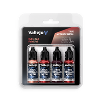 Vallejo True Metallic Metal Ruby Red - 4 Colour Paint Set