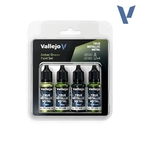 Vallejo True Metallic Metal Amber Green - 4 Colour Paint Set