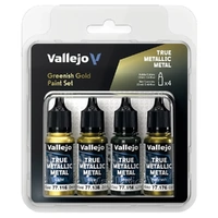 Vallejo True Metallic Metal Greenish Gold - 4 Colour Paint Set