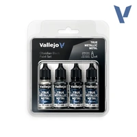 Vallejo True Metallic Metal Obsidian Black - 4 Colour Paint Set