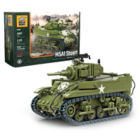 Build Army M5A1 Stuart WWII American Light Tank Model Brick Kit