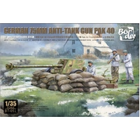 Border Model 1/35 German 7.5CM Anti-Tank Gun  Pak 40 with 3 Figures Plastic Model Kit