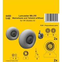 CMK 1/48 Lancaster Mk.I/III Mainwheels and Tailwheel w/Leg