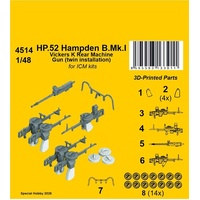CMK 1/48 HP.52 Hampden B.Mk.I - Vickers K Rear Machine Gun (twin installation)  / for ICM kits