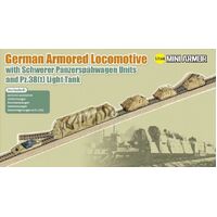 Dragon 1/144 German Armored Locomotive w/ Schwerer Panzerspahwagen Units Plastic Model Kit [14151]