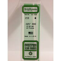 Evergreen White Polystyrene Rod 0.025 x 14" / 0.64mm x 36cm (10)