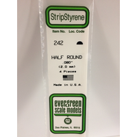 Evergreen White Polystyrene Half Round 0.080 x 14" / 2mm x 36cm (4)