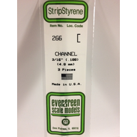 Evergreen White Polystyrene Channel 0.188 x 14" / 4.8mm x 36cm (3)