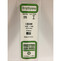 Evergreen White Polystyrene I-Beam 0.156 x 14" / 4mm x 36cm (3)
