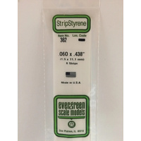 Evergreen White Polystyrene Strip 0.060 x 0.438 x 24" / 1.5mm x 11.1mm x 61cm (8)