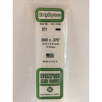 Evergreen White Polystyrene Strip 0.080 x 0.375 x 24" / 2mm x 9.5mm x 61cm (8)