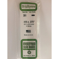Evergreen White Polystyrene Strip 0.125 x 0.375 x 24" / 3.2mm x 9.5mm x 61cm (6)