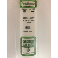 Evergreen White Polystyrene Strip 0.250 x 0.625 x 24" / 6.4mm x 15.9mm x 61cm (2)