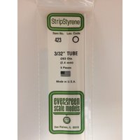 Evergreen White Polystyrene Round Tube 0.093 x 24" / 2.4mm x 61cm (9)