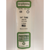 Evergreen White Polystyrene Round Tube 0.250 x 24" / 6.4mm x 61cm (5)