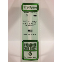 Evergreen White Polystyrene O-Scale Strip 0.042 x 0.208 x 14" / 1.1mm x 5.3mm x 36cm (8)