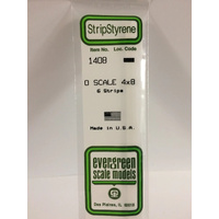 Evergreen White Polystyrene O-Scale Strip 0.083 x 0.167 x 14" / 2.1mm x 4.2mm x 36cm (6)
