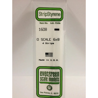 Evergreen White Polystyrene O-Scale Strip 0.125 x 0.167 x 14" / 3.2mm x 4.2mm x 36cm (4)