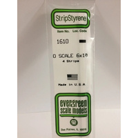 Evergreen White Polystyrene O-Scale Strip 0.125 x 0.208 x 14" / 3.2mm x 5.3mm x 36cm (4)