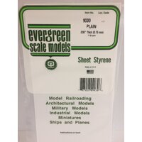 Evergreen White Polystyrene Sheet 0.030 x 6 x 12" / 0.76mm x 15cm x 30cm (2)