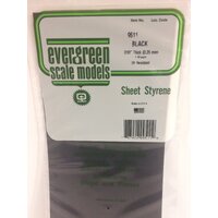 Evergreen Black Polystyrene Sheet 0.010 x 6 x 12" / 0.25mm x 15cm x 30cm (4)