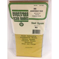 Evergreen Transparent Polystyrene Sheet Assortment 0.010 x 6 x 12" / 0.25mm x 15cm x 30cm (5)