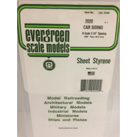 Evergreen White Polystyrene N-Scale Car Siding Sheet 0.02 x 12 x 24" / 0.5mm x 30cm x 61cm (1)