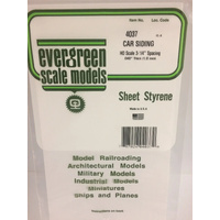 Evergreen White Polystyrene HO-Scale Car Siding Sheet 0.040 x 12 x 24" / 1mm x 30cm x 61cm (1)