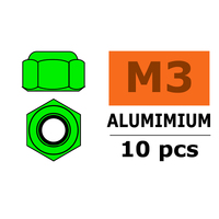 G-Force Aluminium Nylstop Nut M3 - Green (10)