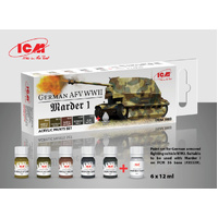 ICM Acrylic Paint Set: German AFV WW2 (Marder I) - 6 Colours