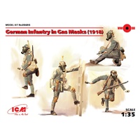 ICM 1/35 German Infantry in Gas Masks (1918) (4 Figures) Plastic Model Kit