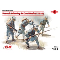 ICM 1/35 French Infantry in Gas Masks (1918) (4 Figures) Plastic Model Kit