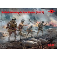 ICM 1/35 British Infantry in Gas Masks (1917) (4 Figures) Plastic Model Kit