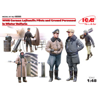ICM 1/48 WWII German Luftwaffe Pilots and Ground Personnel in Winter Uniform (5 Figures) Plastic Model Kit