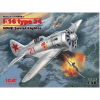 ICM 1/48 I-16 type 24 WWII Soviet Fighter Plastic Model Kit