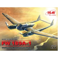 ICM 1/72 FW 189A-1 WWII German Reconnaissance Plane Plastic Model Kit